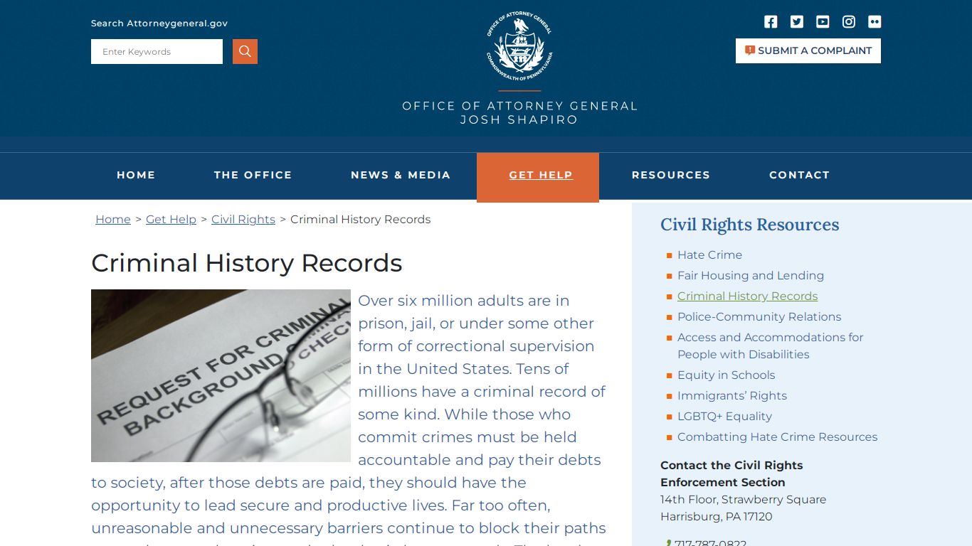 Criminal History Records – PA Office of Attorney General